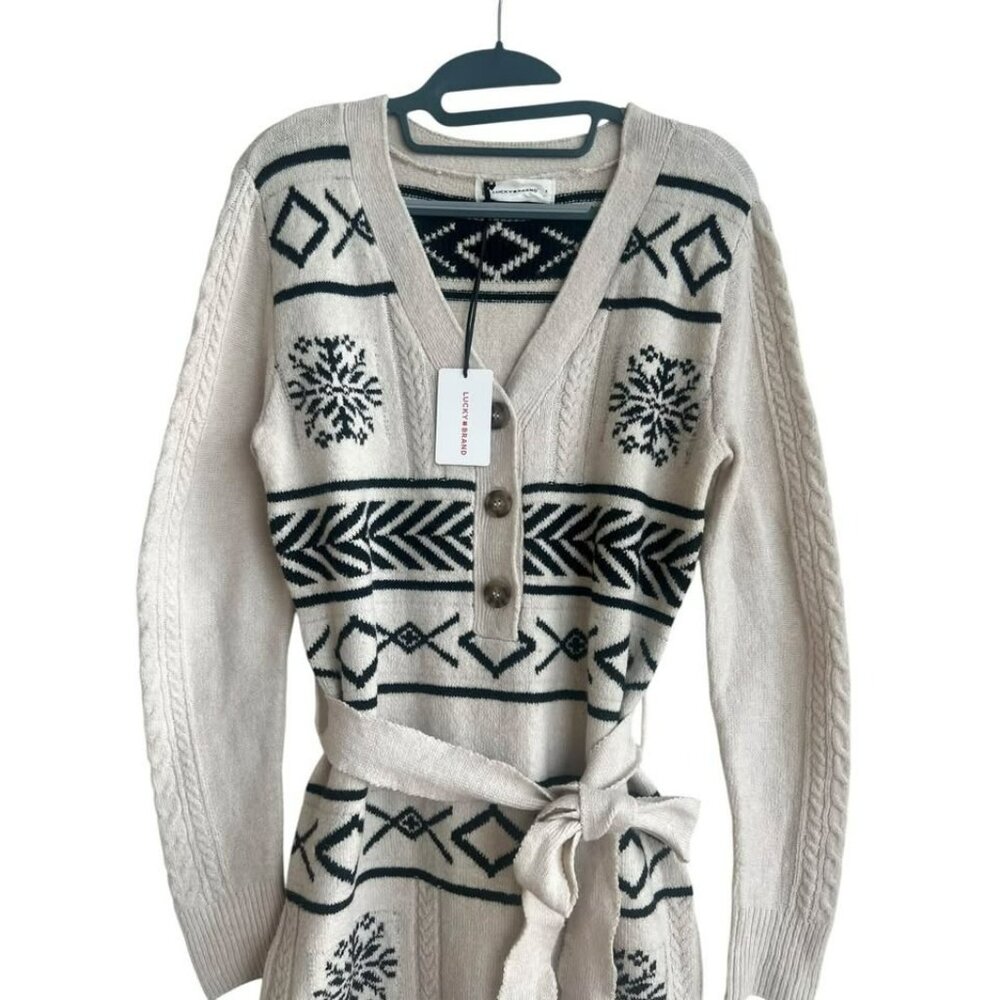 NWT Lucky Brand Snowflake Fair Isle Sweater Dress